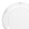 Clear with Silver Vintage Rim Round Disposable Plastic Dinner Plates - 10" (120 Plates)